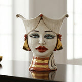 Testa di Moro Aisha, Donna, Madreperla Antichizzato Oro e Lustri, oro zecchino. Ceramiche Sofia, Caltagirone