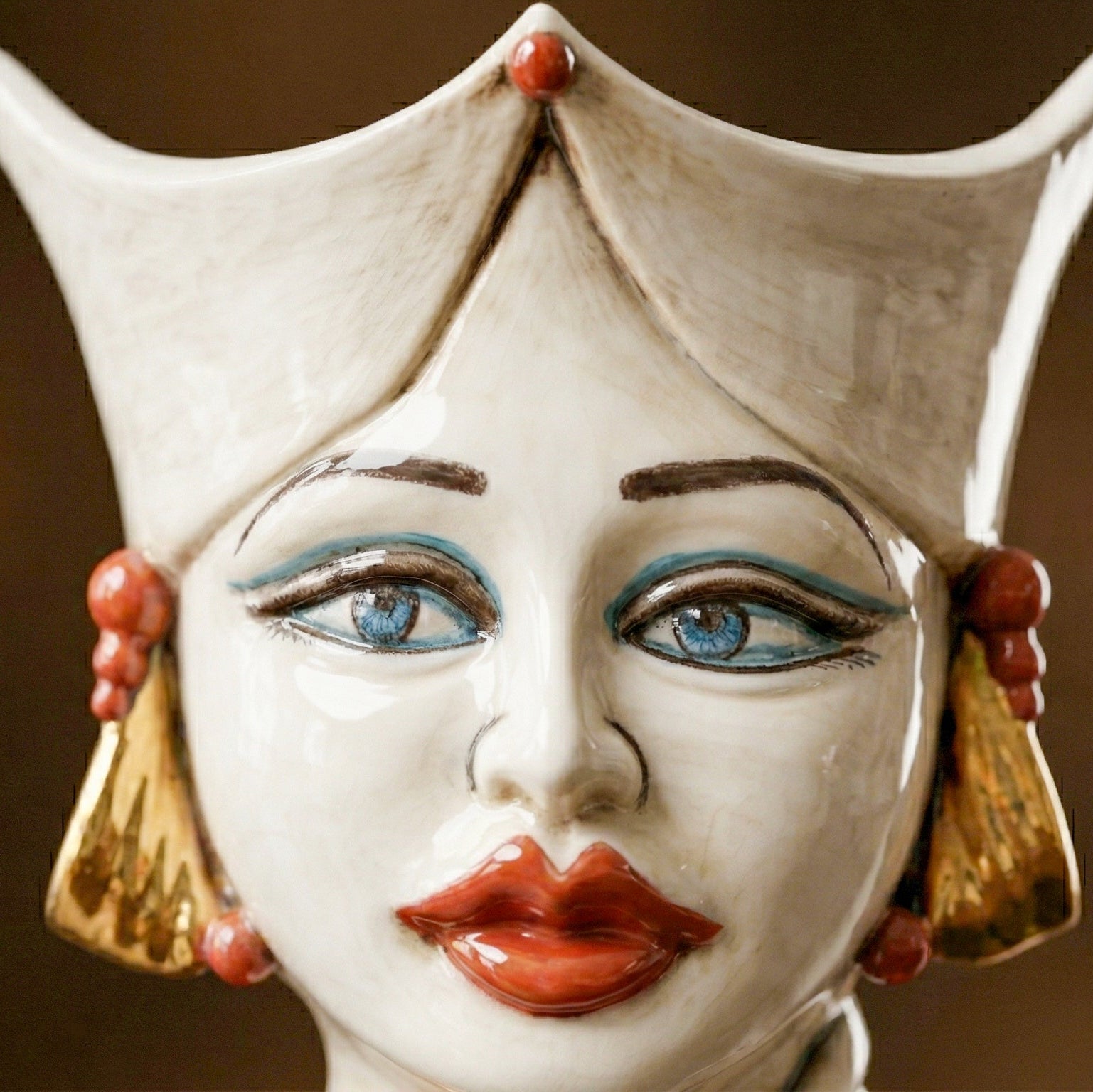 Tête de Maure Aïsha H 25 cm – Femme, Madreperla | Ceramica Caltagirone – Tête de Maure de Caltagirone, Sicile