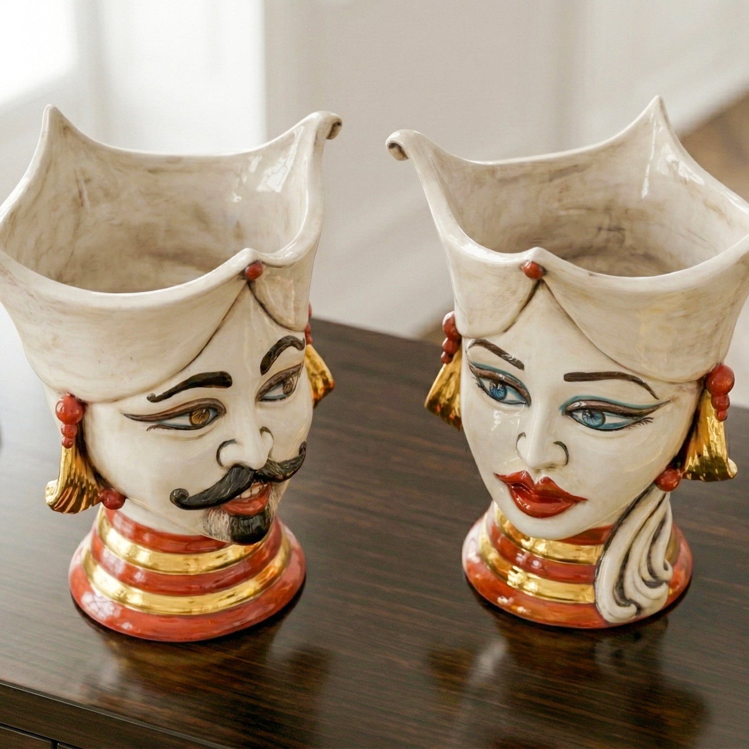 Tête de Maure Aïsha H 25 cm – Homme, Nacre Antique – Testa di Moro de Caltagirone, Sicile
