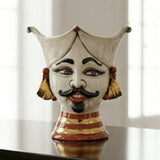 Testa di Moro Aisha, Maschio, Madreperla Antichizzato Oro e Lustri, volto, oro zecchino. Ceramiche Sofia, Caltagirone