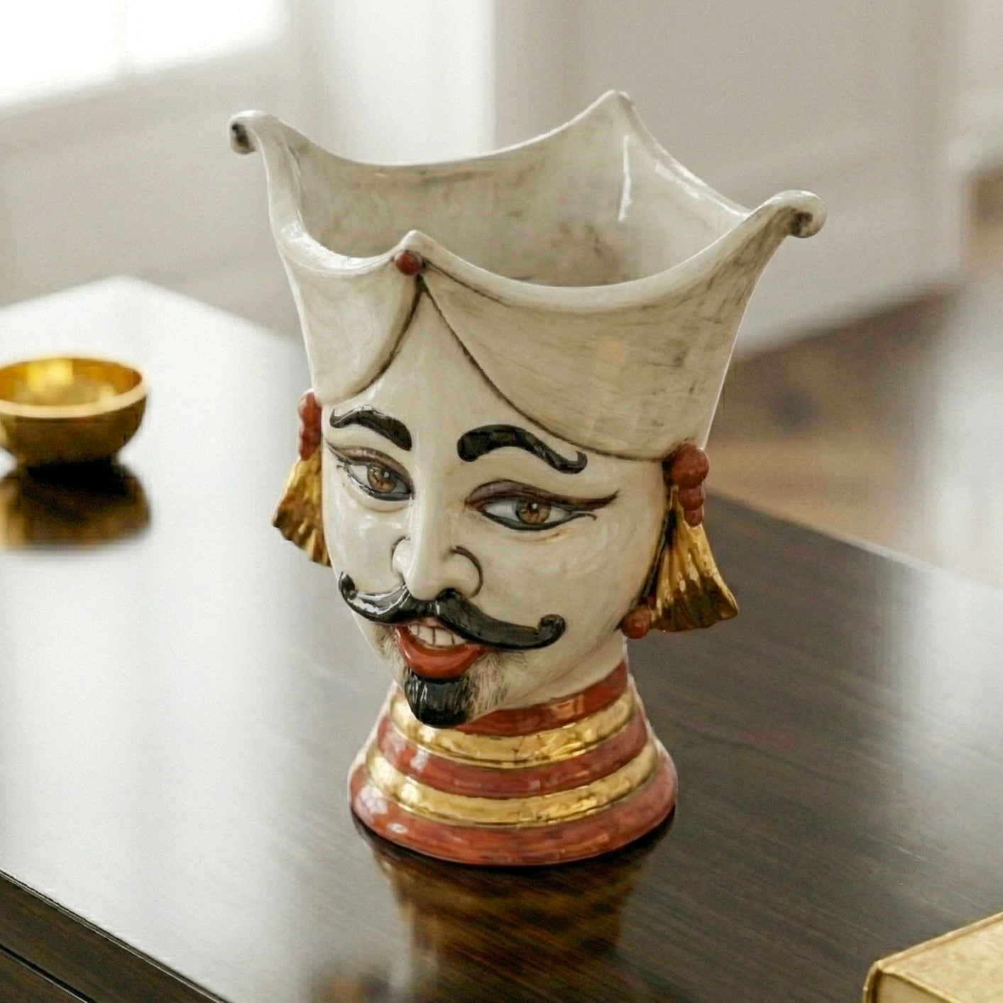 Tête de Maure Aïsha H 25 cm – Homme, Nacre Antique – Testa di Moro de Caltagirone, Sicile