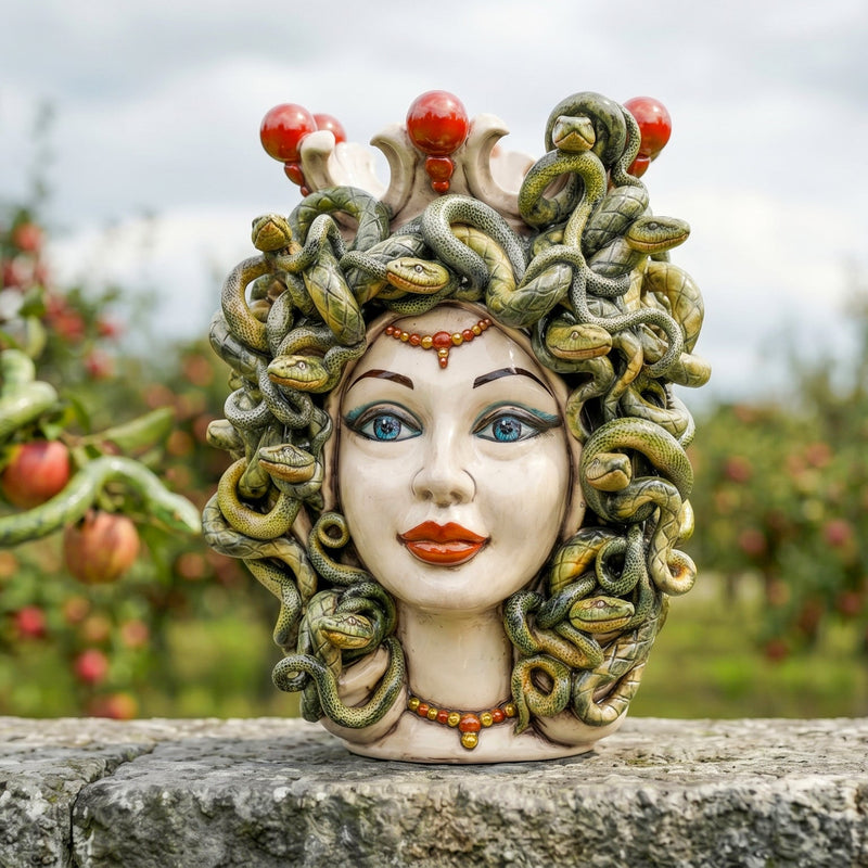 Cabeza Medusa H 38 cm, Madreperla – Testa di Moro de Caltagirone, Sicilia