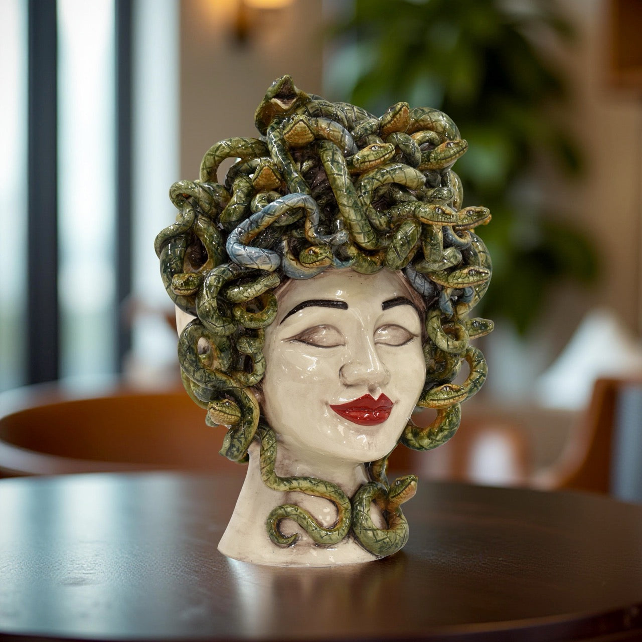 Head Dream h 40 Medusa Mother of Pearl Antique Red Lips Female