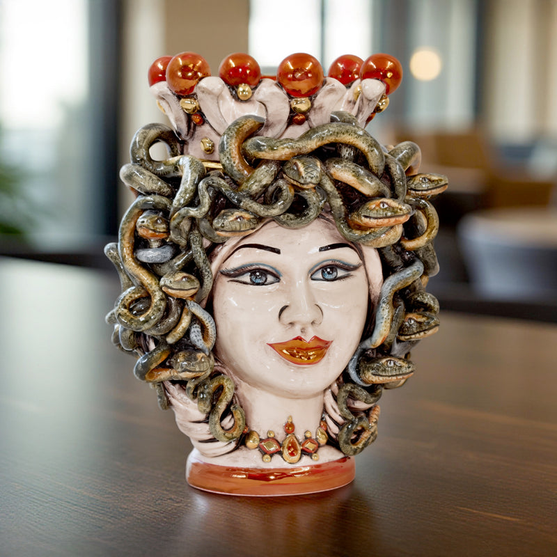 Head h 25 turban jellyfish mother of pearl antique gold and lustres with gold lips expression