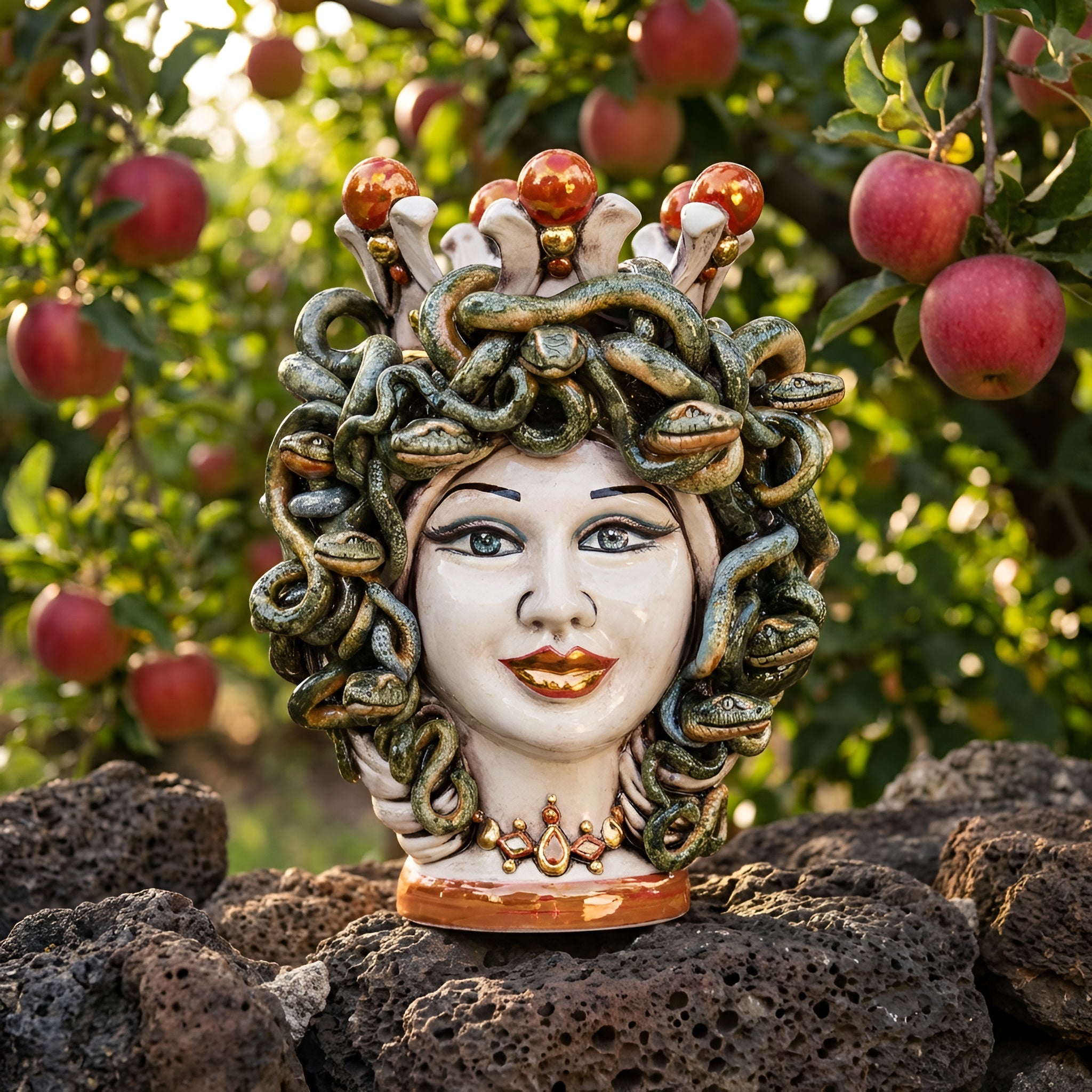 Head h 25 turban jellyfish mother of pearl antique gold and lustres with gold lips expression