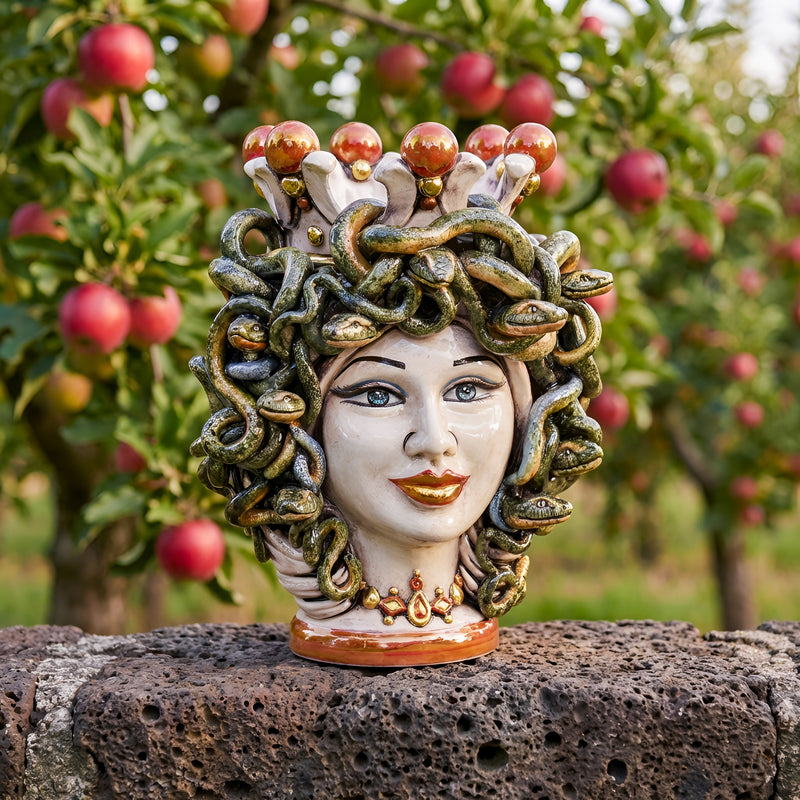 Head h 25 turban jellyfish mother of pearl antique gold and lustres with gold lips expression