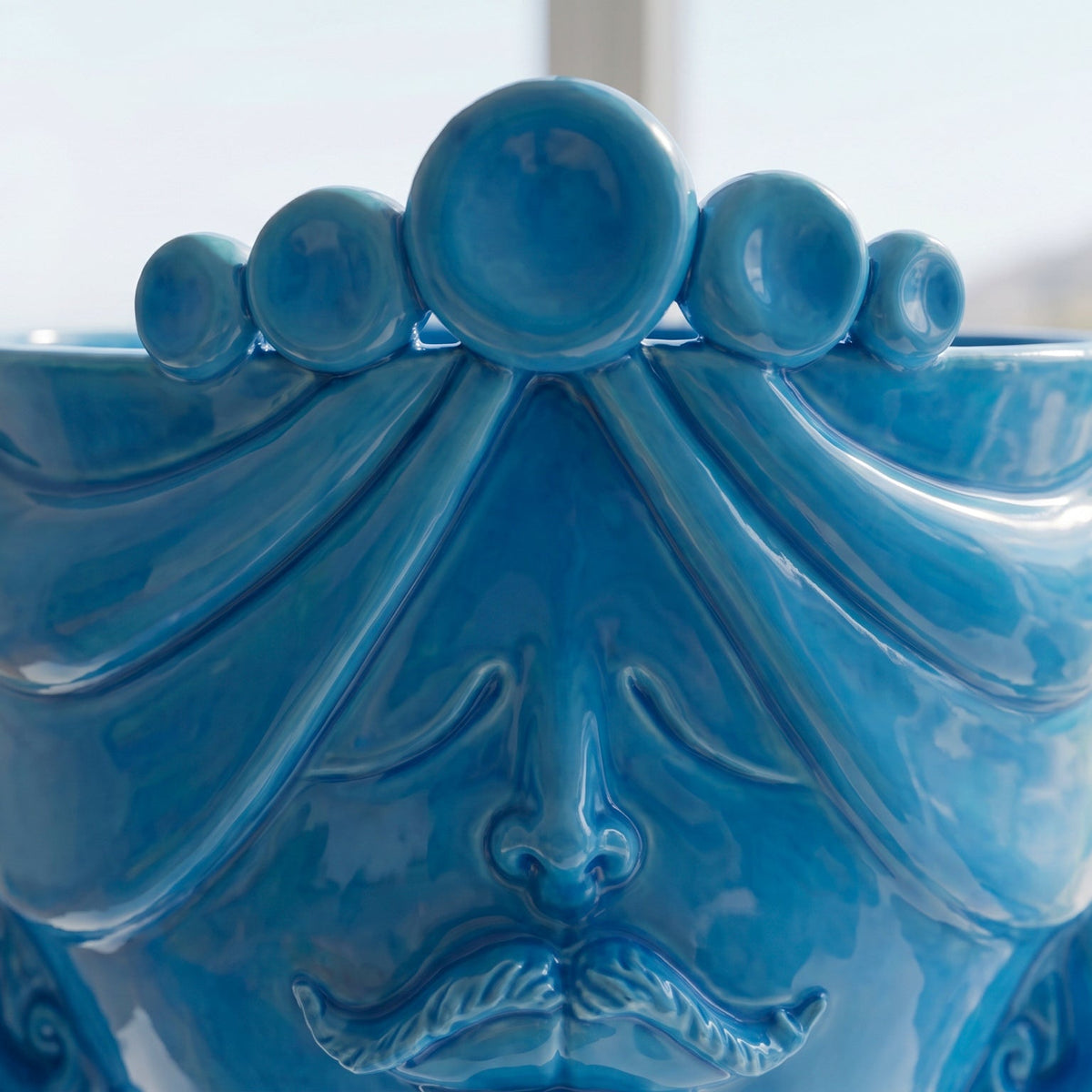 Tête Zahira H 30 cm – Homme, Turquoise – Testa di Moro de Caltagirone, Sicile