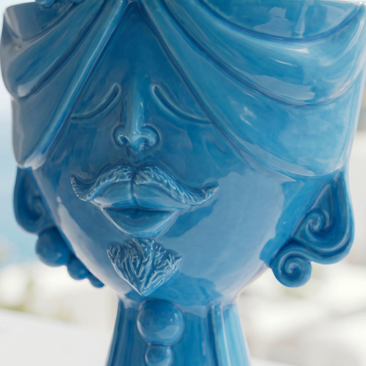 Tête de Maure Zahira H 30 cm – Homme, Turquoise – Testa di Moro de Caltagirone, Sicile