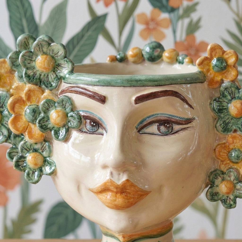 Moor's head h 20 cm Flower Line green and orange decoration