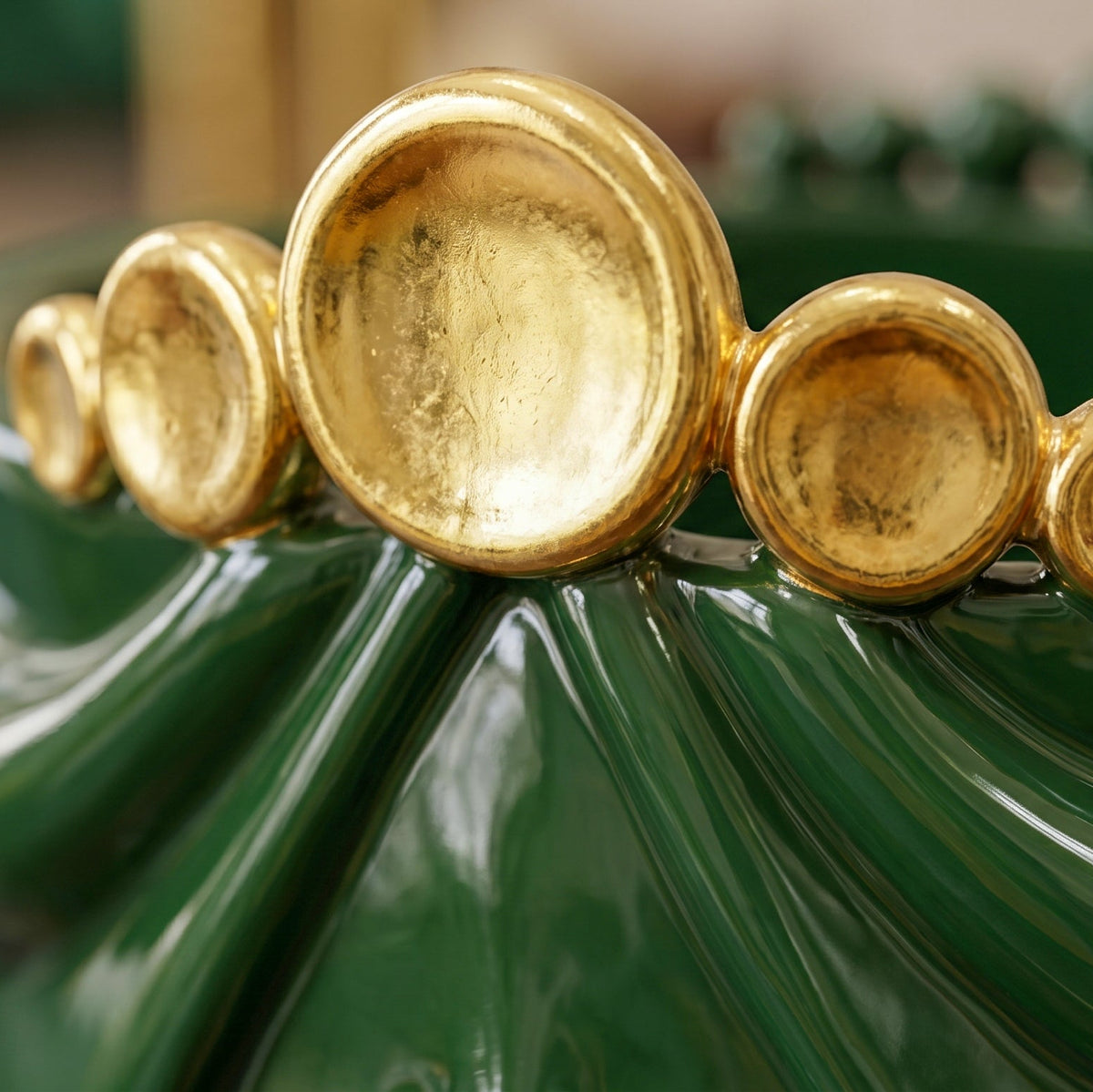 Zahira Testa di Moro Vase H 30 cm / 11.8", Woman, Green and Gold – Testa di Moro from Caltagirone, Sicily