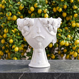 Cabeza Zahira con Limones H 30 cm, Hombre, White Line – Testa di Moro de Caltagirone, Sicilia