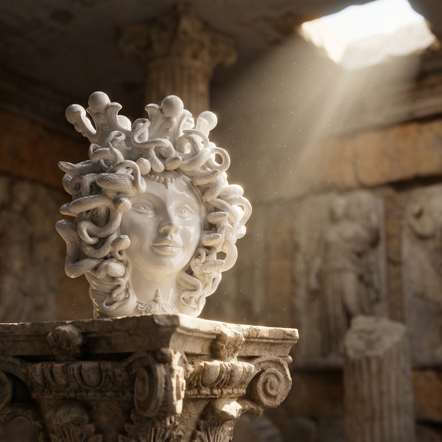 Cerámica Medusa h 38 cm — White Line | Testa di Moro de Caltagirone, Sicilia