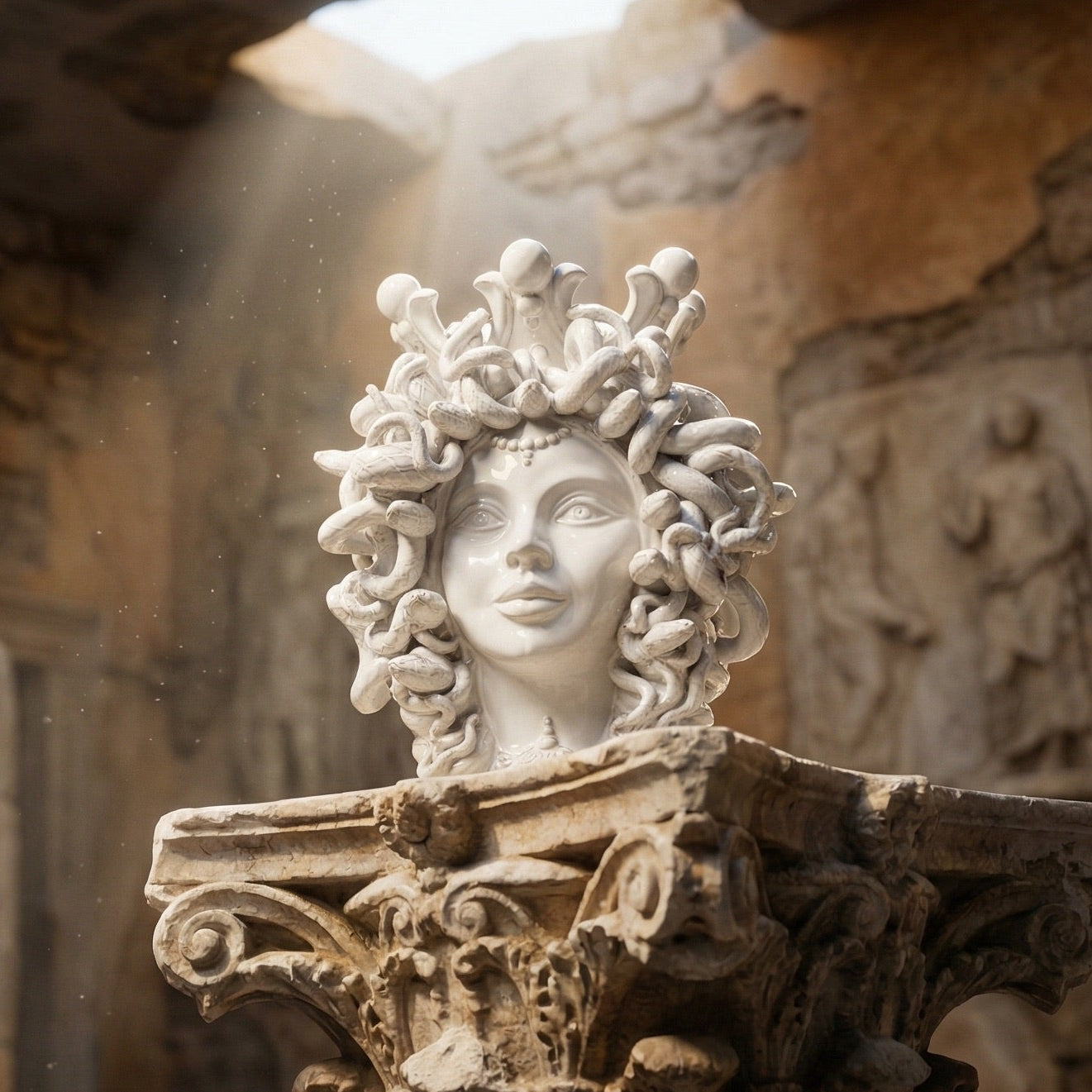 Cerámica Medusa h 38 cm — White Line | Testa di Moro de Caltagirone, Sicilia