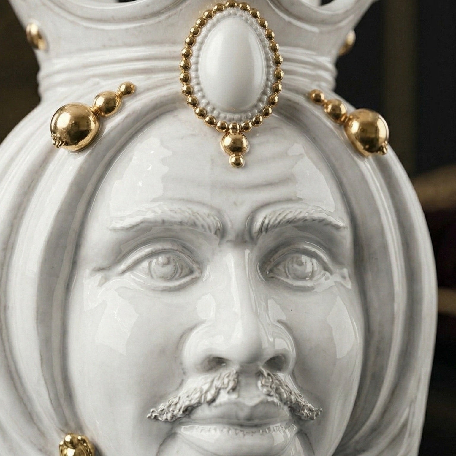 Sicilian Head Vase H 38 cm / 15", Man – Testa di Moro from Caltagirone, Sicily
