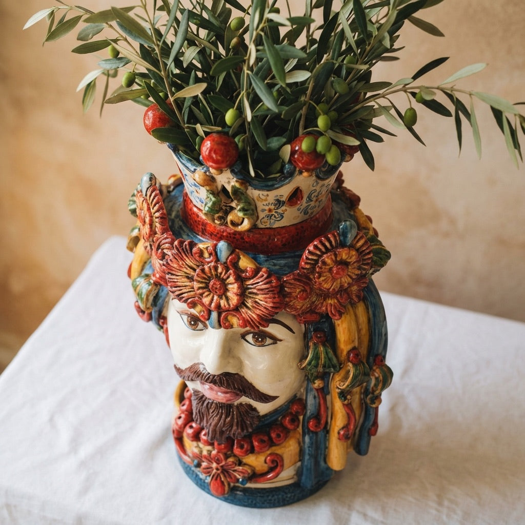 Head h 50 w/turban decoration sicily male white