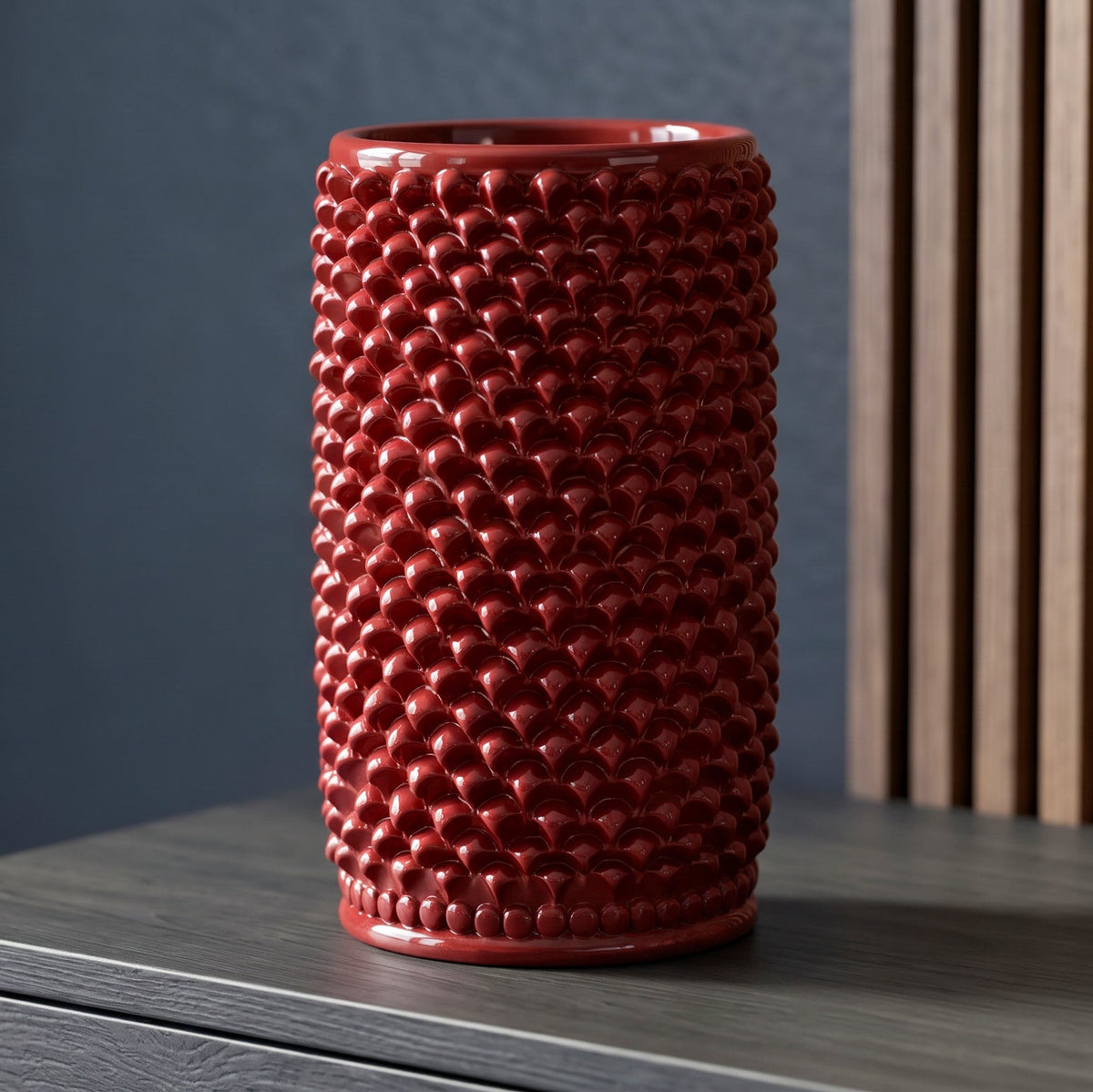 Vaso Pigna Cilindro h 35 cm - Bordeaux  | Ceramica Caltagirone
