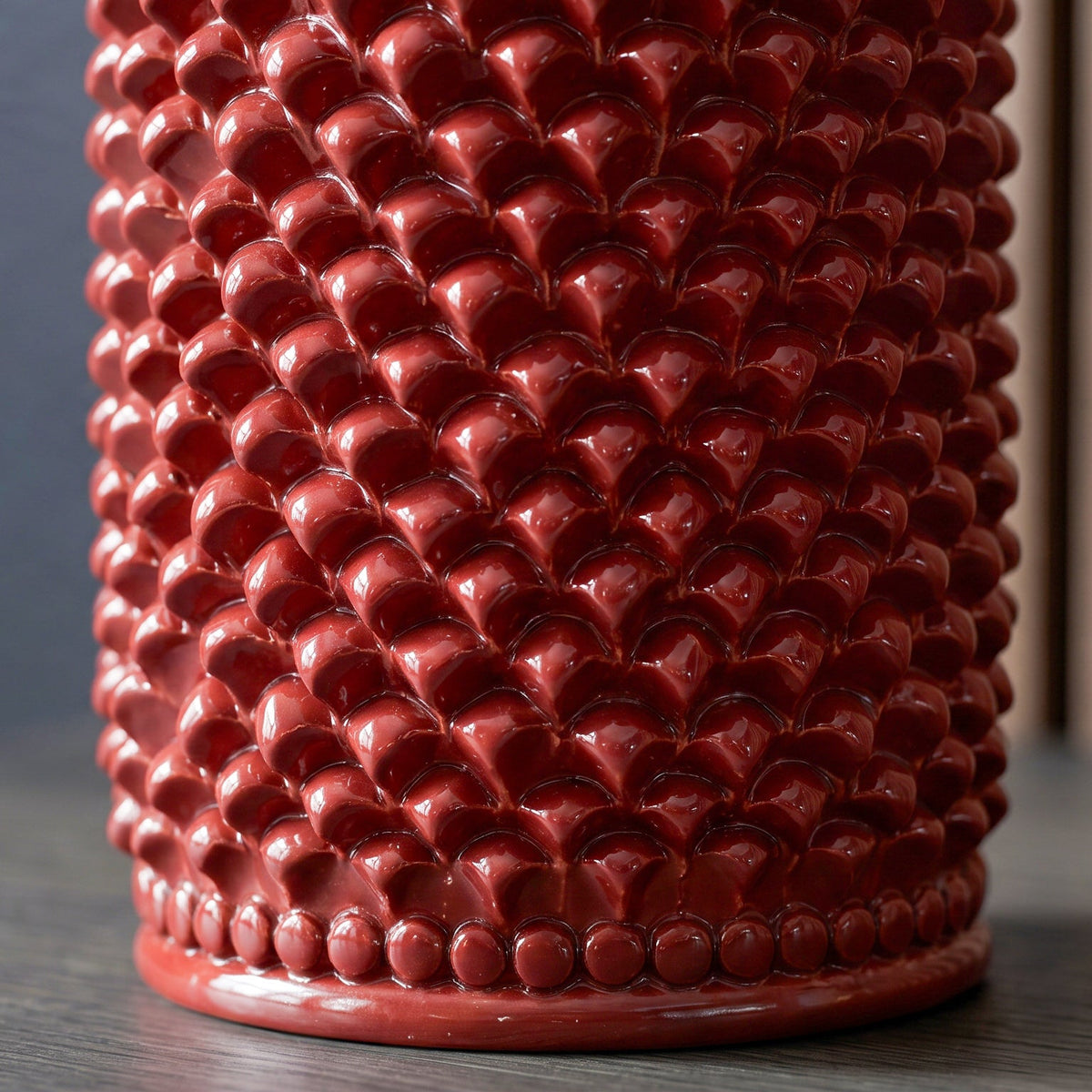 Vaso Pigna Cilindro h 35 cm - Bordeaux  | Ceramica Caltagirone