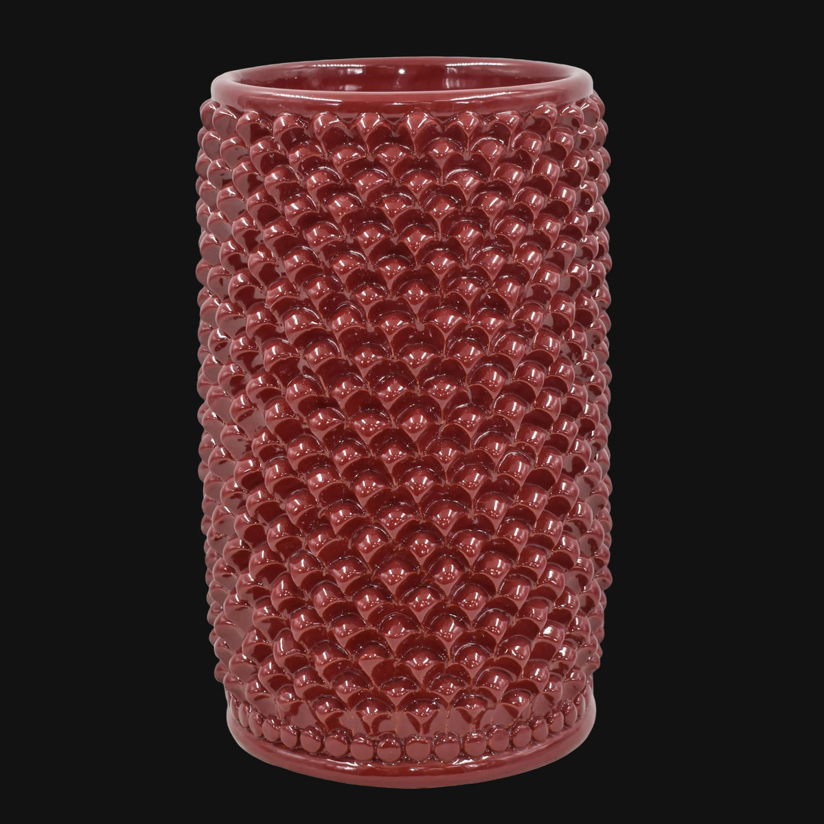 Vaso Pigna Cilindro h 35 cm - Bordeaux  | Ceramica Caltagirone