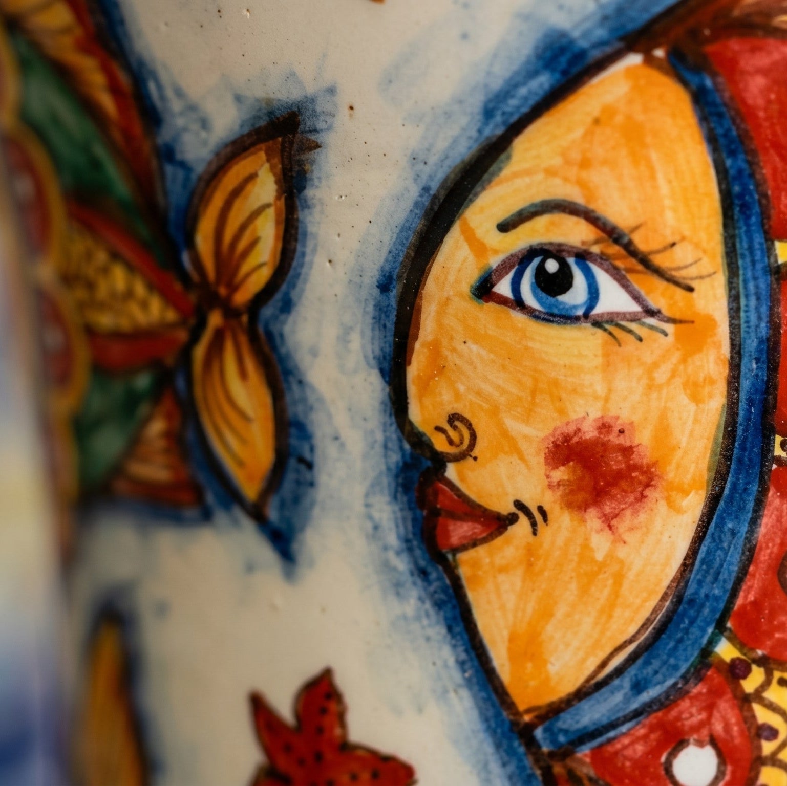 Albarello-Vase aus Caltagirone-Keramik — Fisch-Dekor