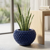 Deep blue pine cone cachepot in handcrafted Caltagirone ceramic