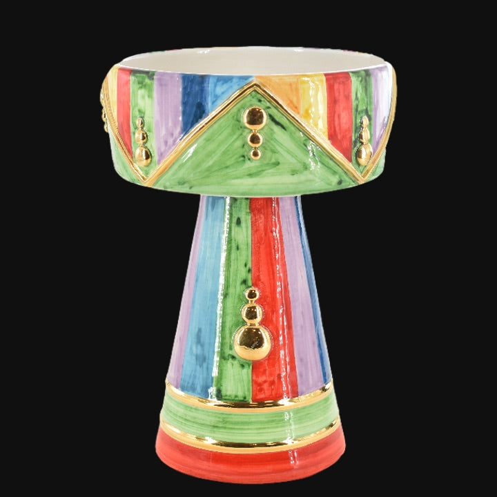 Vaso a coppa retto c/piede h 27 White and Color oro