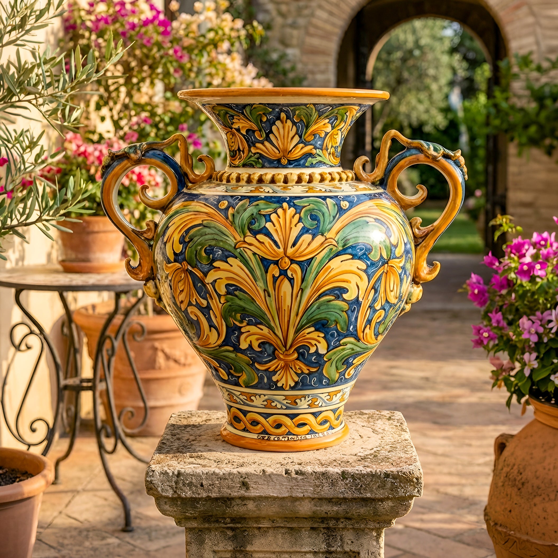 Italian Amphora Vase Calatino Ornament | Sofia Ceramiche Sicily