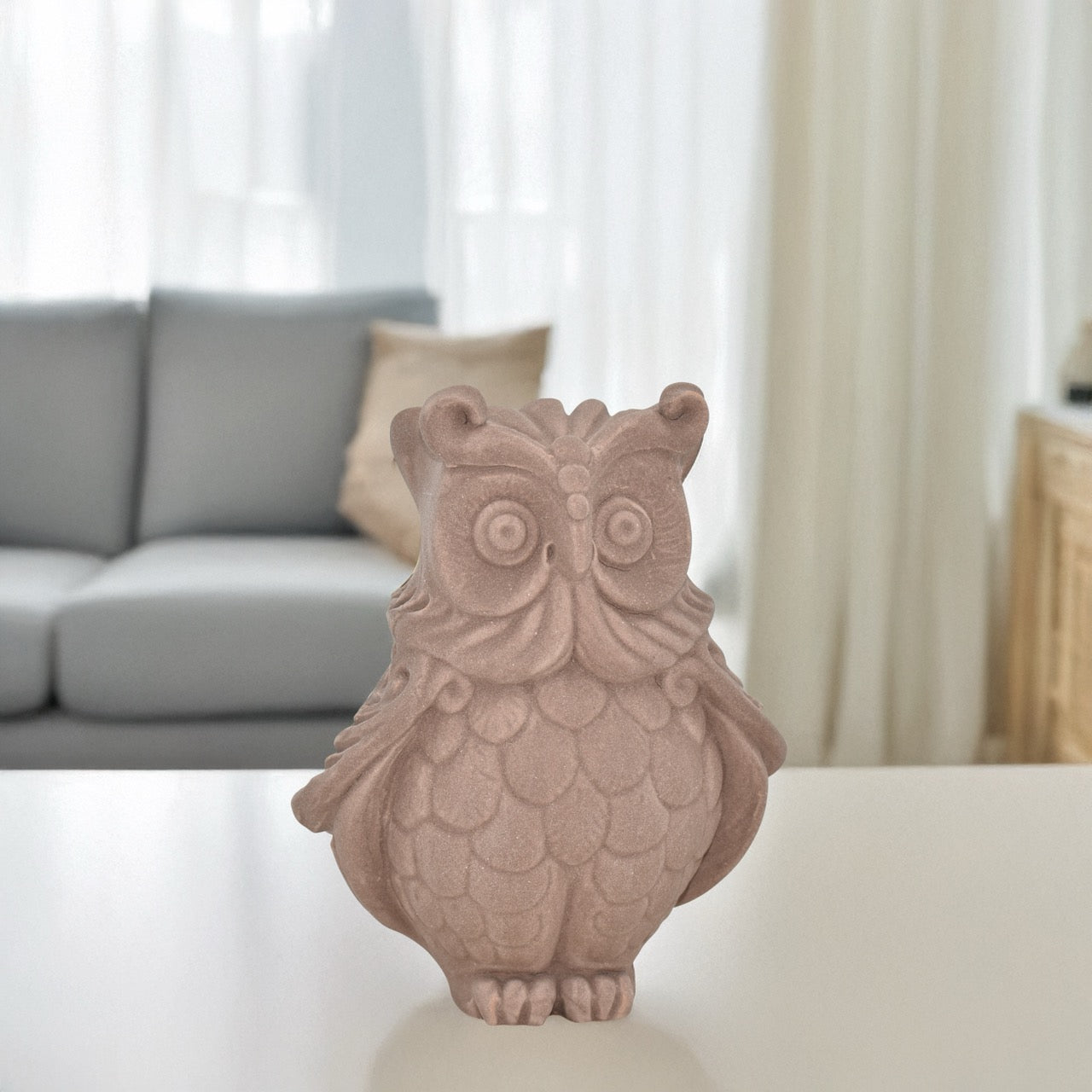 Ceramic Owl Dove Gray Matt - Ceramic Animals