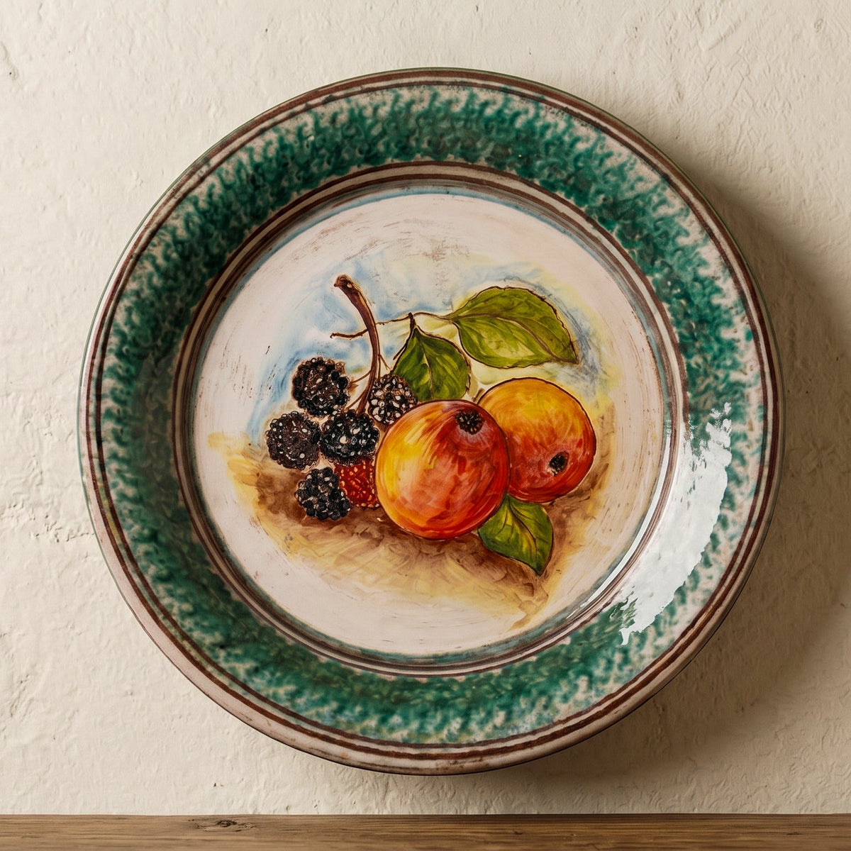 Fangotto Assiette Creuse Sicilienne Ø 25/30/35 cm, Grenade et Mûres, Reproductions Anciennes – Céramique italienne de Caltagirone, Sicile