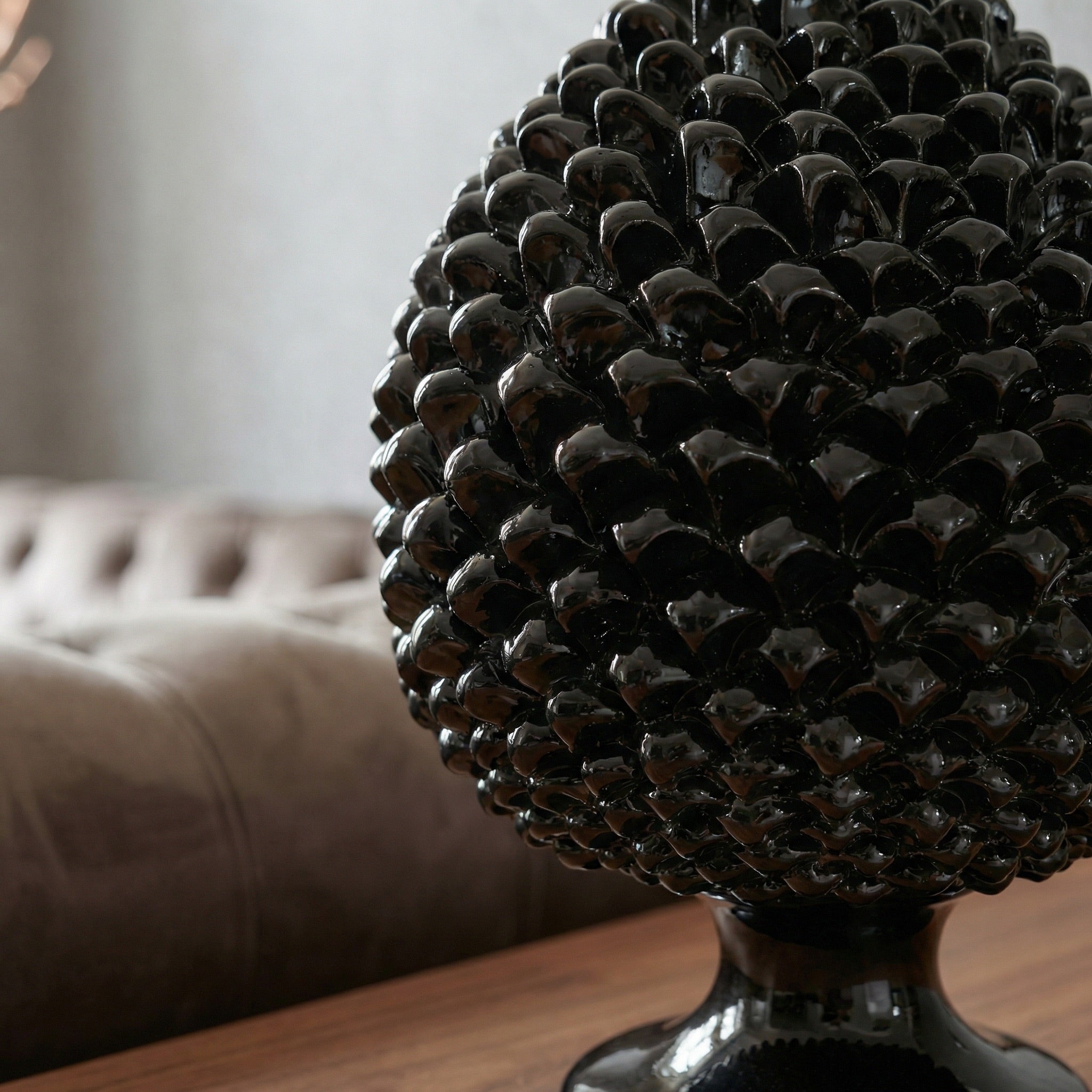 Caltagirone handmade pinecone modeled by hand height 25/40 green/orange