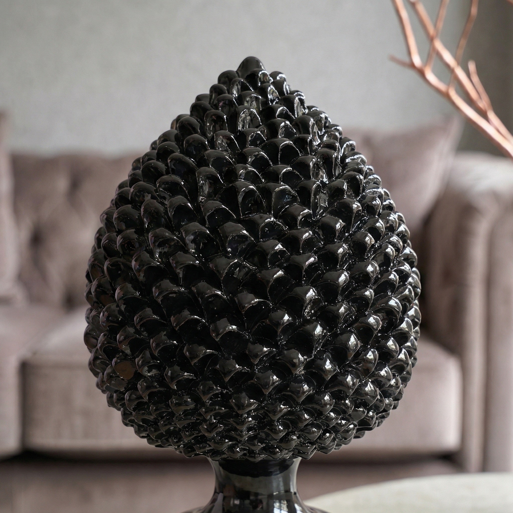 Caltagirone handmade pinecone modeled by hand height 25/40 green/orange