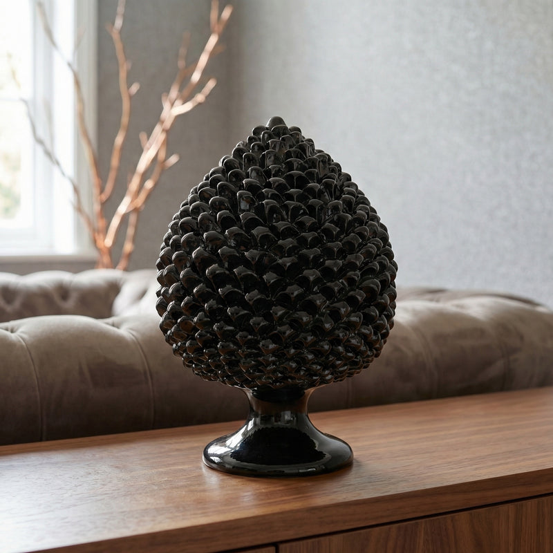 Caltagirone handmade pinecone modeled by hand height 25/40 green/orange