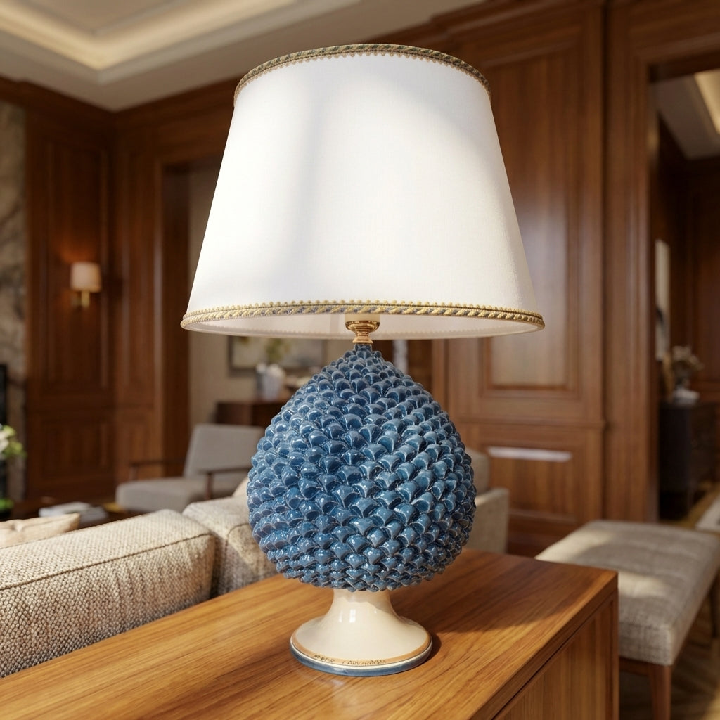 Lamp-Shaped Pine Cone, Entirely Hand-Shaped - Ceramiche Sofia Di Caltagirone