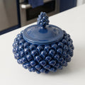 Pinecone-Shaped Biscuit Jar, Ø 20 cm, Deep Blue, Made of Caltagirone Ceramic