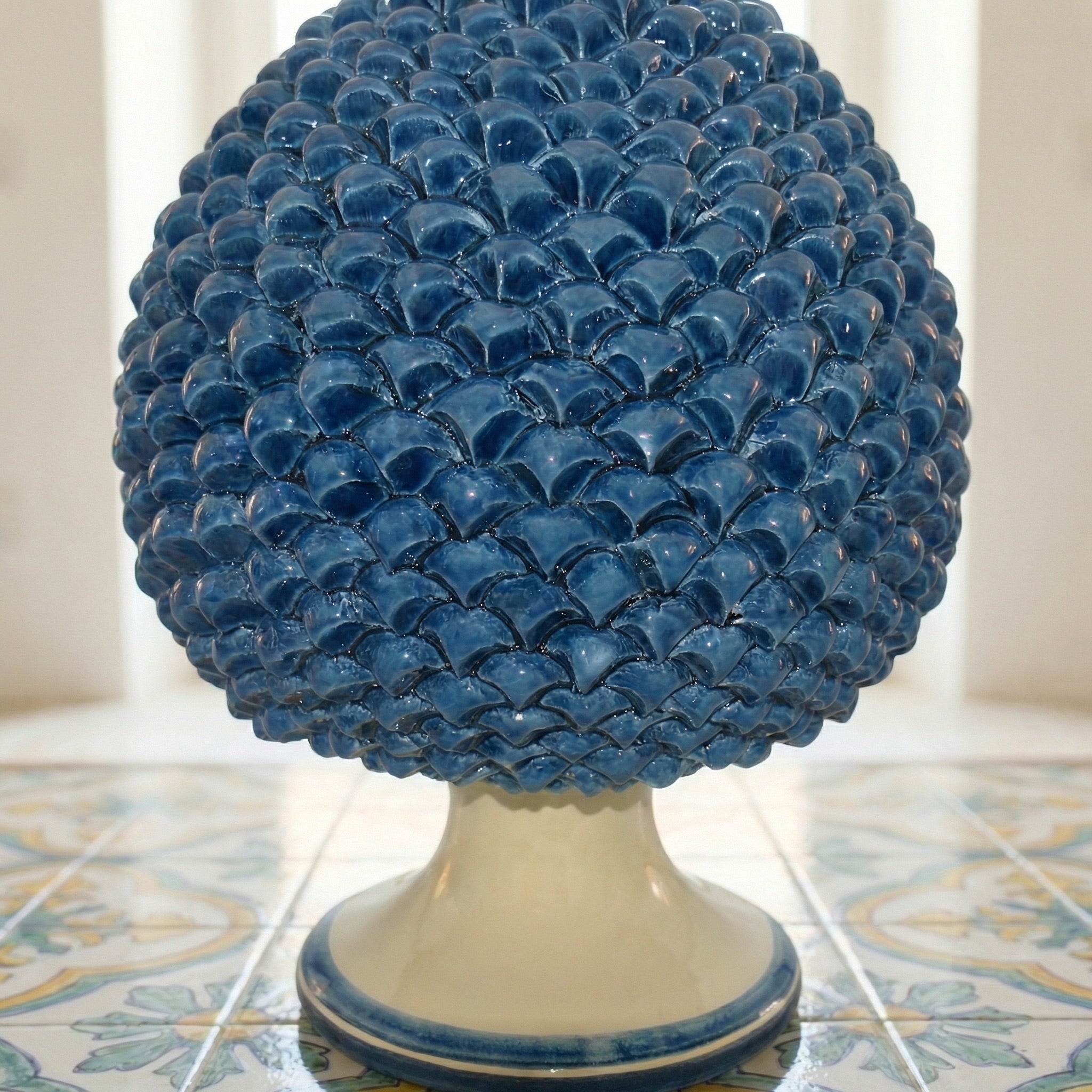 Sicilian Pine Cone H 15/40 cm / 6-16", Mono Blue – Sicilian tradition from Caltagirone