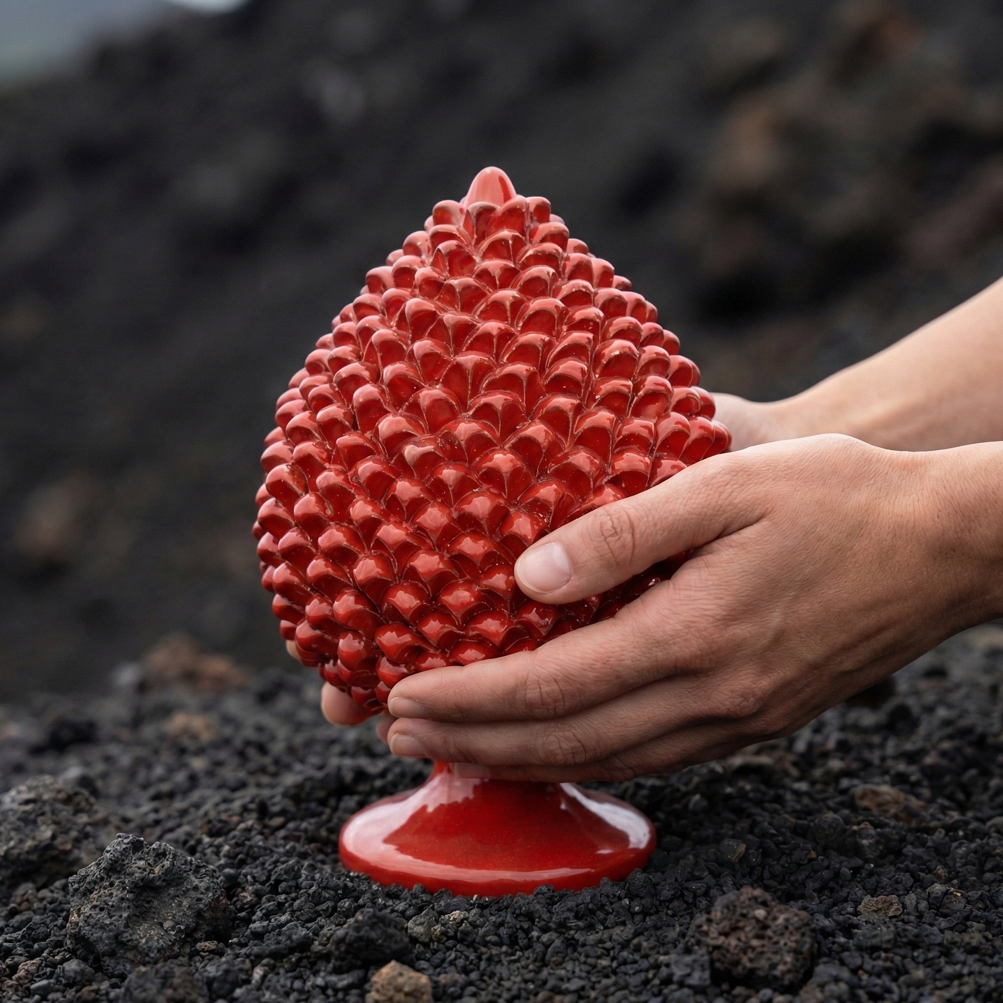 Artisan Pine Cone Fire Red - Caltagirone Sicily