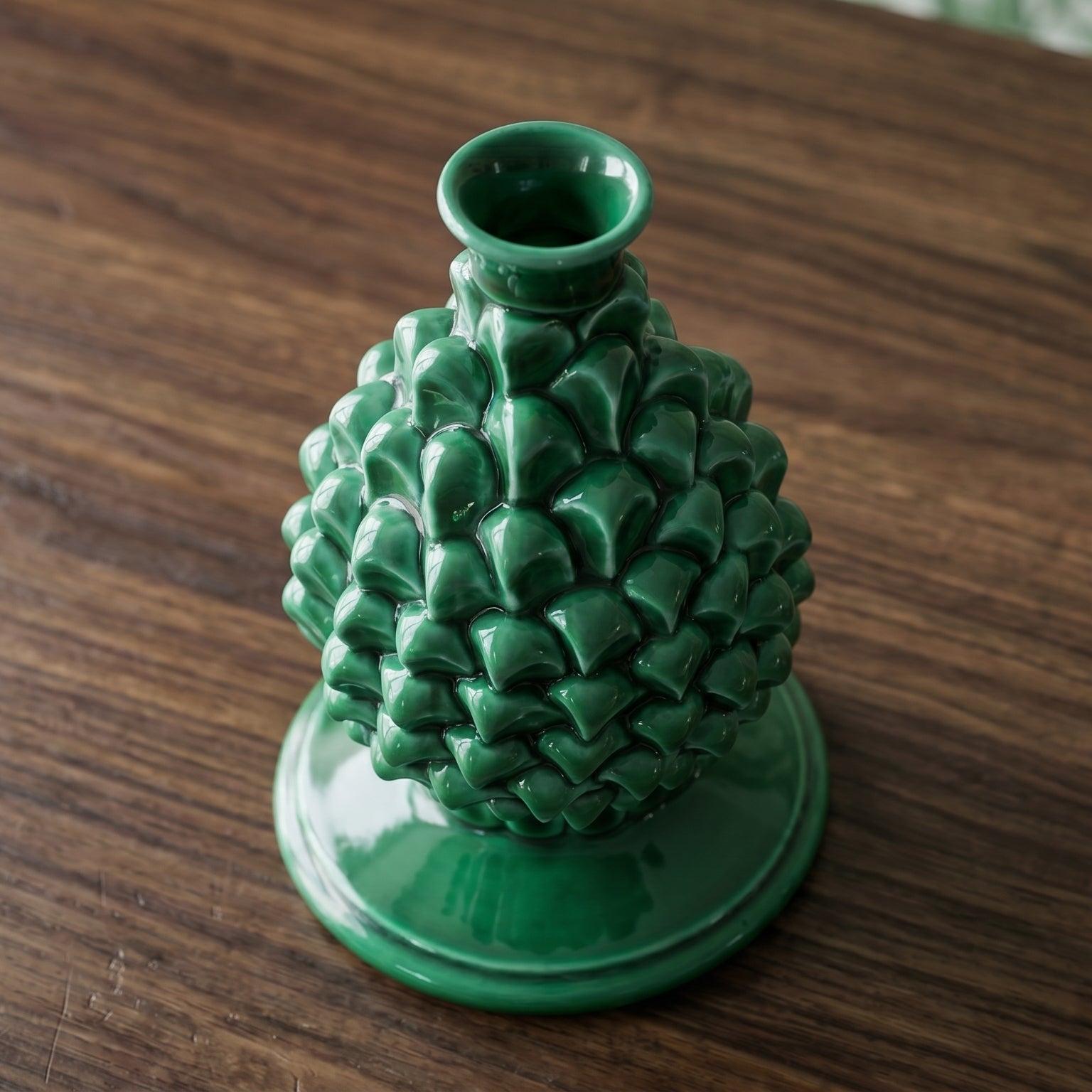 Pomme de Pin en Ceramique Italienne H 18 cm - Vert Emeraude | Bomboniera | Ceramique artisanale de Caltagirone, Sicile
