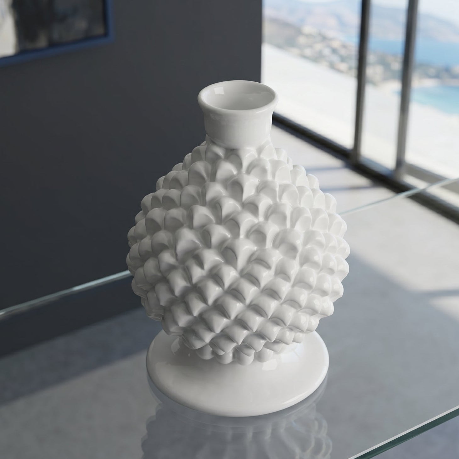 Pomme de Pin Artisanale de Caltagirone H 18 cm - White Line | Bomboniera | Ceramique artisanale de Caltagirone, Sicile