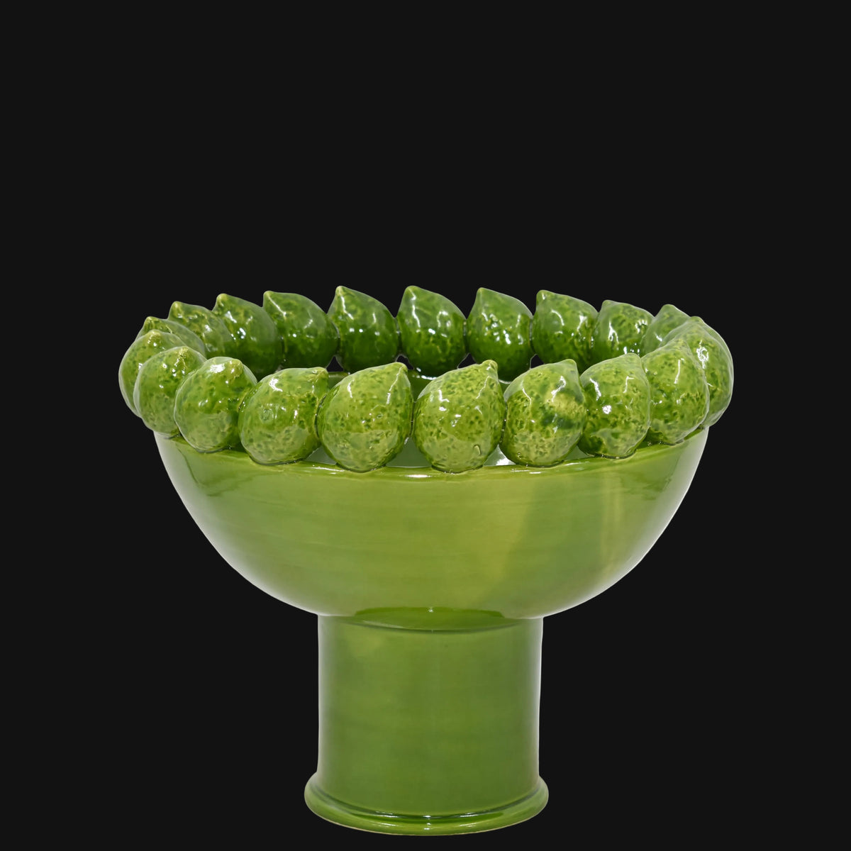 Alzata con Limoni Siciliani  - Verde foglia, Stile Moderno  | Ceramica Caltagirone