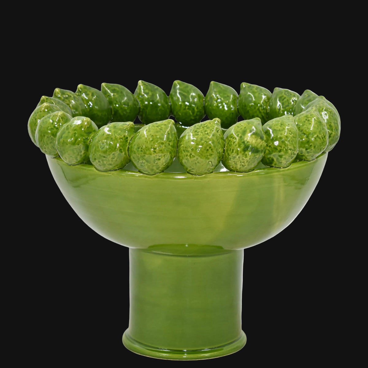 Alzata con Limoni Siciliani  - Verde foglia, Stile Moderno  | Ceramica Caltagirone