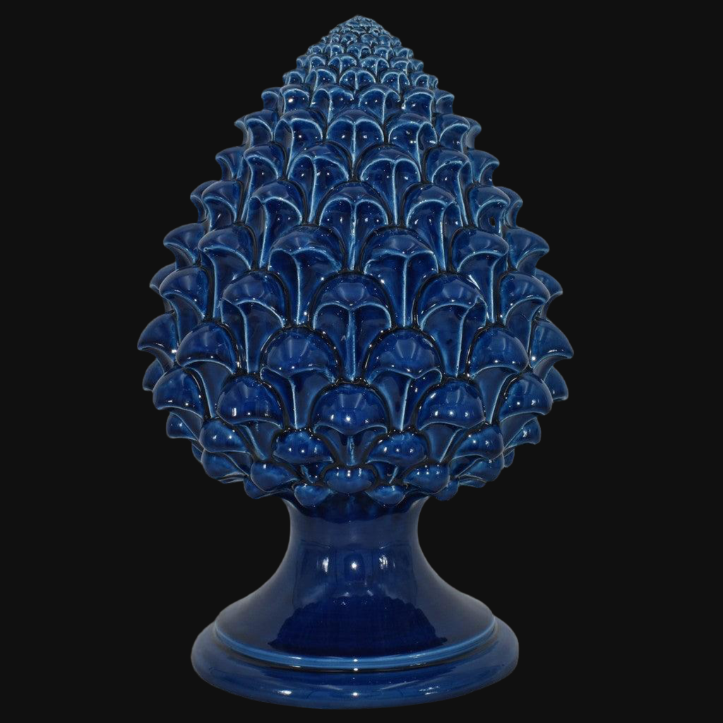 Caltagirone handmade pinecone modeled by hand height 15/35 Blue