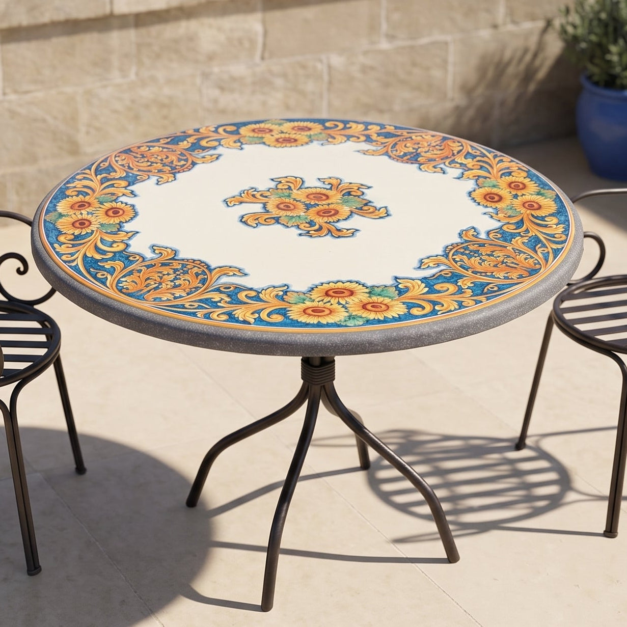Lavastein-Tisch Sizilien – Italienische Keramik aus Caltagirone, Sizilien