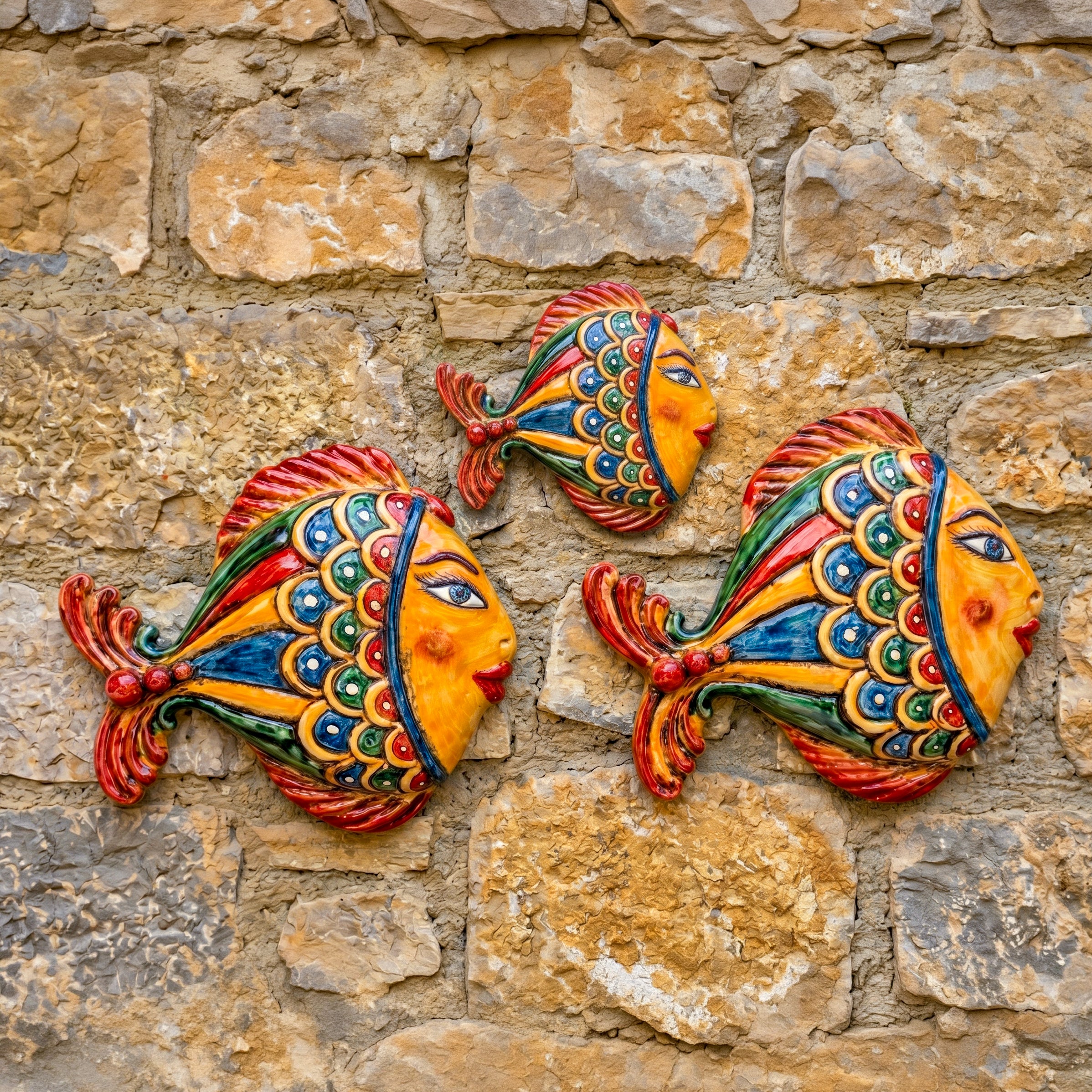 Figure Animale Sicilienne en Ceramique - DecOr Pesci | Bomboniera | Majolique sicilienne de Caltagirone