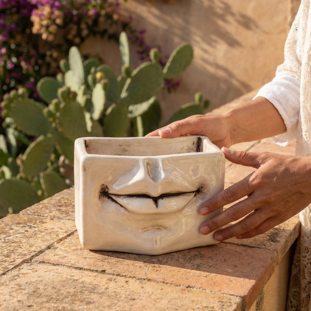 Expressive box 14x10 mother of pearl - Artistic Ceramic of Caltagirone