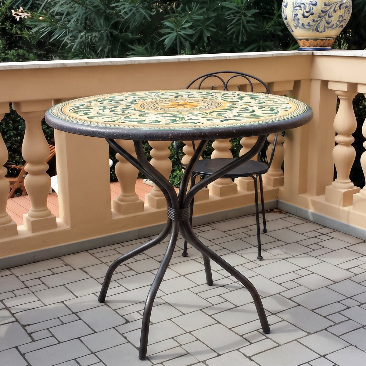 Table Ceramique de Caltagirone - Vert et Orange | Ceramique Caltagirone - artisanat sicilien