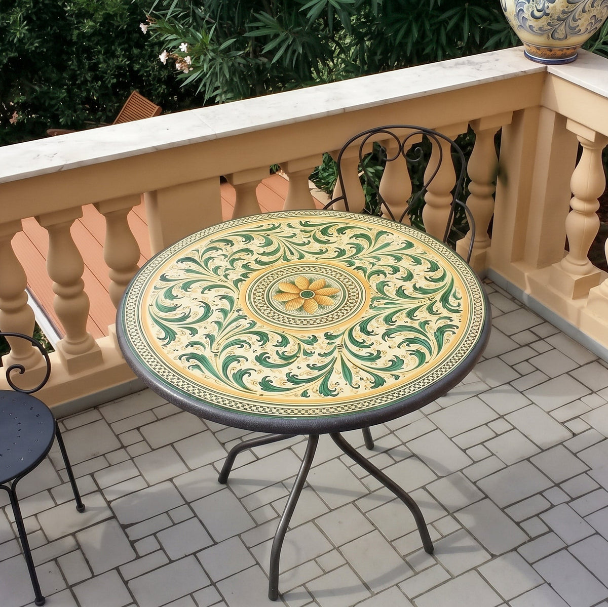 Table Ceramique de Caltagirone - Vert et Orange | Ceramique Caltagirone - artisanat sicilien