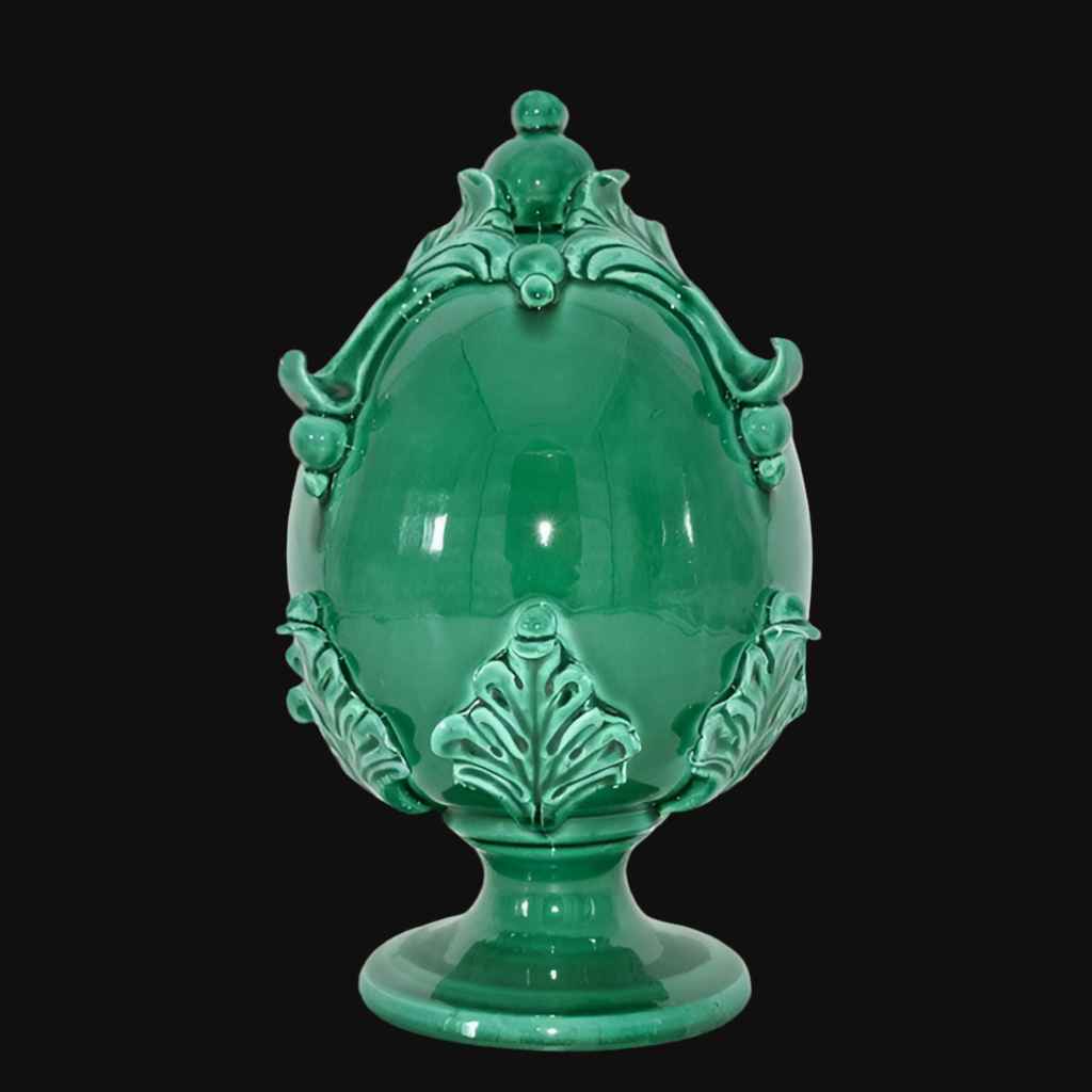 Egg h 25 emerald green - Caltagirone ceramics