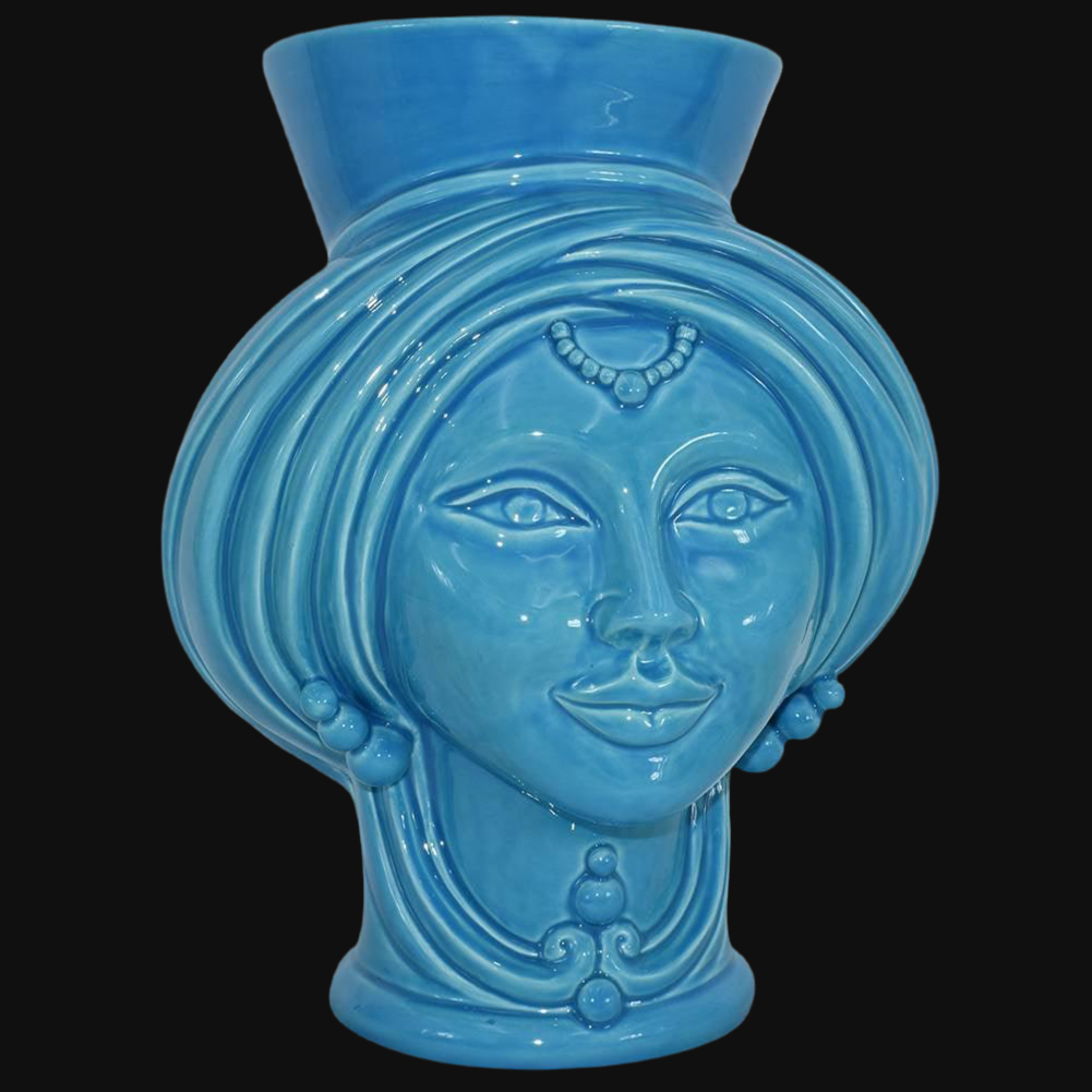 Testa h 30 integral turquoise woman - Modern Moorish heads Sofia Ceramiche