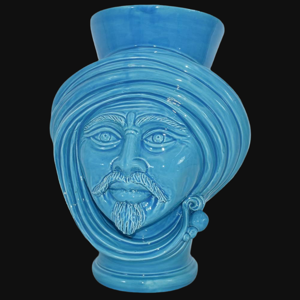 Testa h 30 Integral turquoise man - Modern Moorish heads Sofia Ceramiche