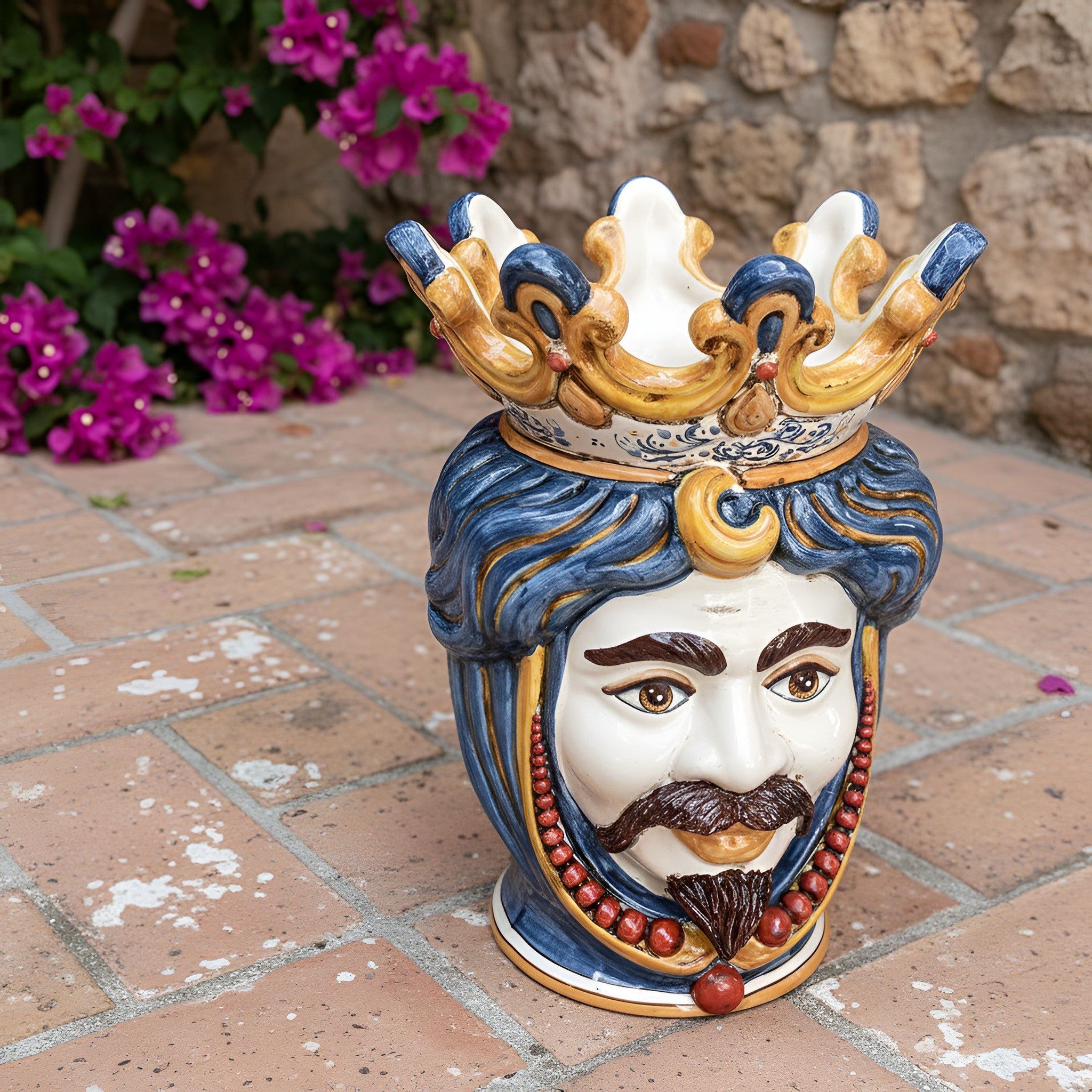 Head h 40 w/pearls Sicily decoration white male