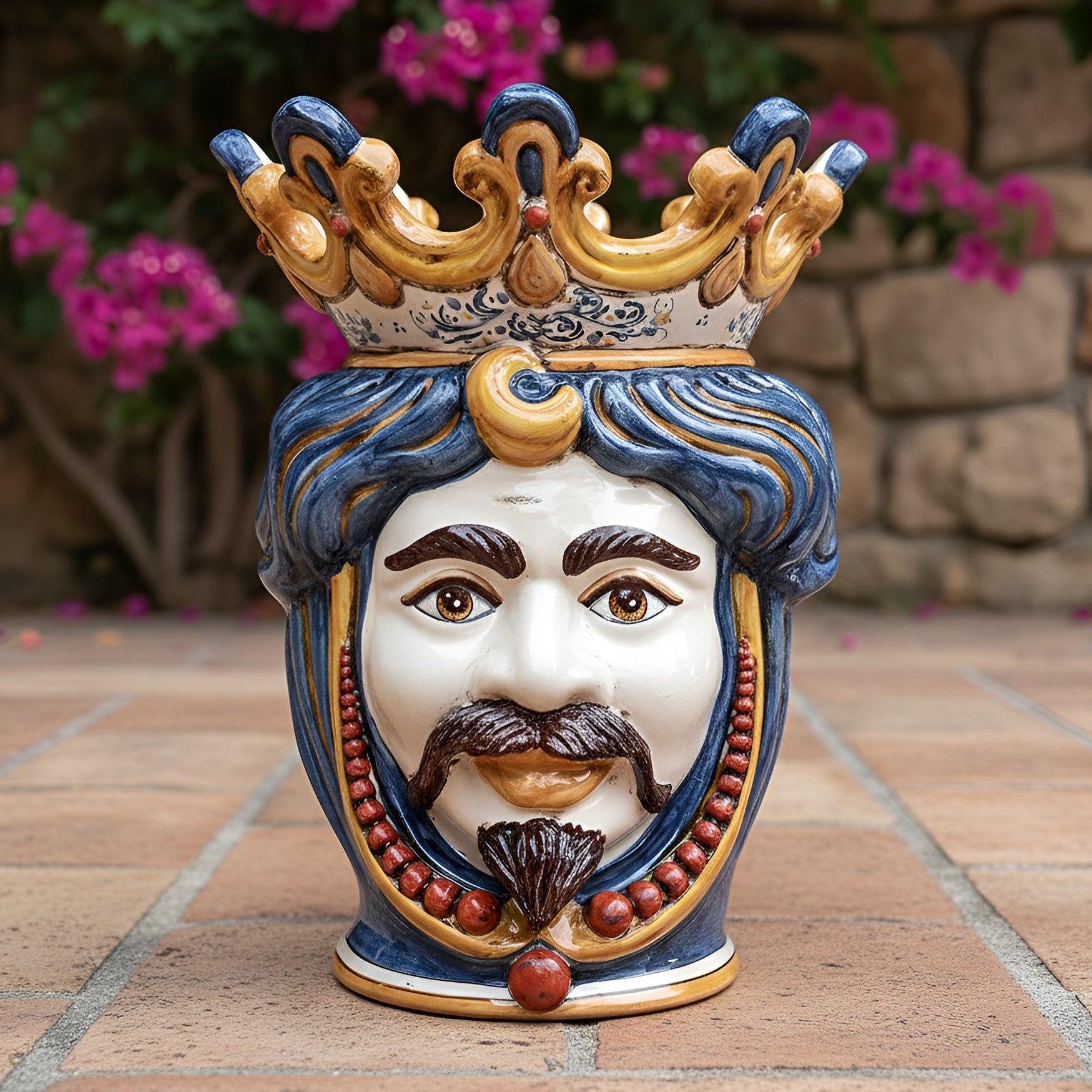 Head h 40 w/pearls Sicily decoration white male